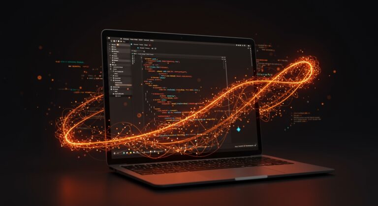Terminal macOS con pestañas verticales y asistente de IA Claude Code, destacando productividad y automatización en desarrollo de software.