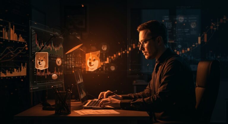 Contador ganando en mercados de predicción apostando en contra de DOGE y el hype de Elon Musk en Kalshi.