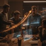 Ingenieros de producto trabajando en colaboración en startup Converge en NYC, destacando oferta laboral y crecimiento en ecosistema Y Combinator.