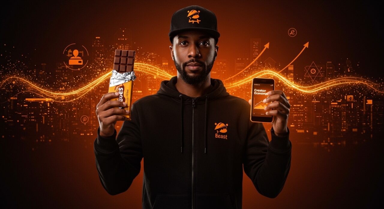 MrBeast representando la transición y diversificación de ingresos en la creator economy con fintech y chocolates superando ingresos por ads.