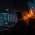 Startup de IA con cultura 996 trabajando semanas de 72 horas mostrando productividad tech y riesgo de burnout.