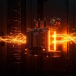 Transformador de estado sólido optimizando la eficiencia energética en centros de datos, destacando innovación tecnológica y financiación de startups.
