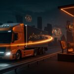 Camión autónomo Einride en carretera digital, simbolizando financiamiento startup y movilidad sostenible previo a fusión SPAC.