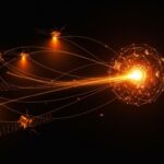 Satélites de centros de datos orbitales de IA iluminados en órbita terrestre, simbolizando la infraestructura espacial de inteligencia artificial de Elon Musk y SpaceX.