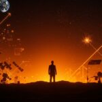 Elon Musk presentando una fábrica lunar de satélites IA representando innovación tecnológica y la próxima IPO de xAI en el ecosistema startup.