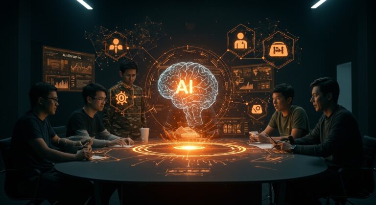 Empleados de tecnología respaldando el desarrollo ético de inteligencia artificial con límites claros en IA militar, destacando la postura de Anthropic.