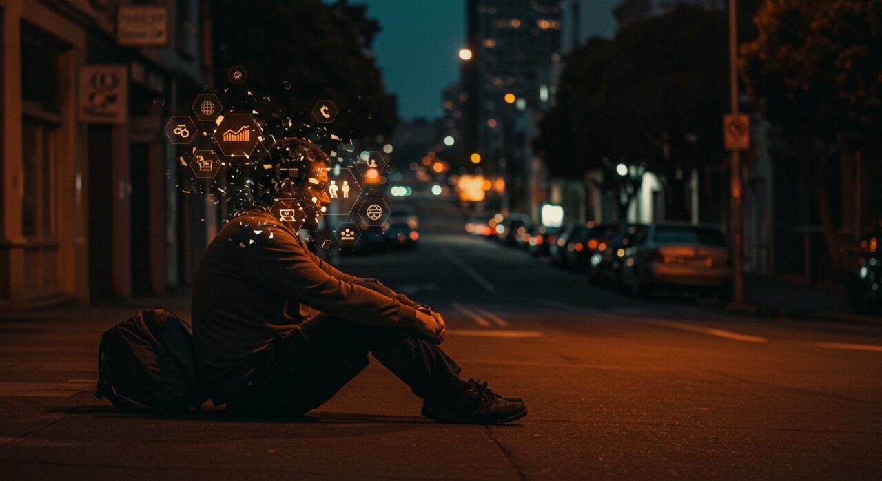 Ex-profesional tech en situación de calle en San Francisco, ilustrando lecciones de sostenibilidad, salud mental e impacto social para founders en el ecosistema startup.