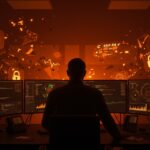 Ex director vendiendo exploits de ciberseguridad a broker ruso, ilustración de amenazas digitales y vulnerabilidades informáticas.