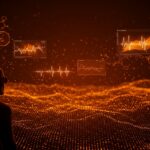 Founder healthtech contempla paisaje digital que representa exposoma y longevidad funcional en medicina preventiva y envejecimiento saludable.