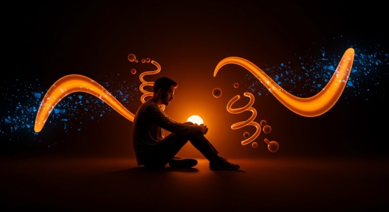 Founder tech en ambiente oscuro con metáforas visuales de ritmos circadianos y filtros de luz azul ineficaces, mejora del sueño y productividad tech.