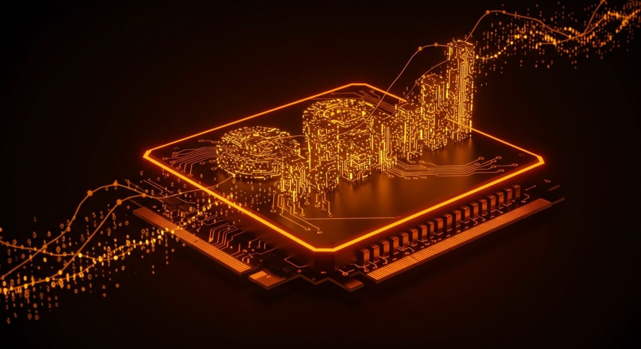 Optimización GPU con FlashAttention-T para modelos de lenguaje escalables procesando contextos extensos en ecosistema startup naranja y negro.