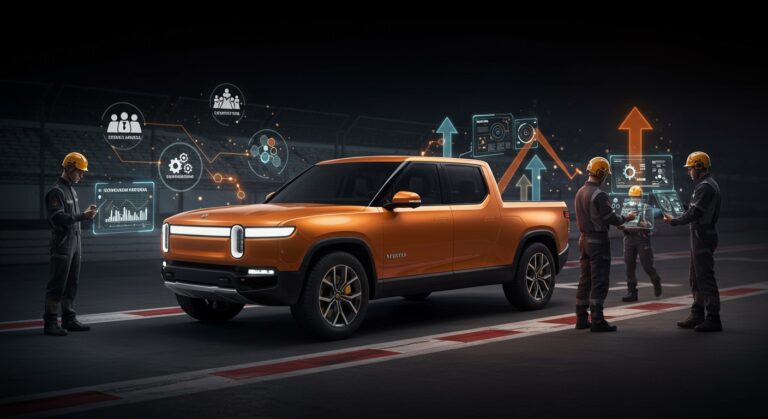 Camión eléctrico Ford de bajo costo con diseño inspirado en métodos de Fórmula 1 y enfoque en innovación automotriz y eficiencia.