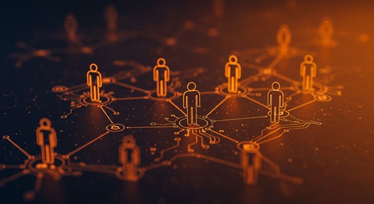 Agentes IA evolucionando colaborativamente sobre una red neural digital destacando innovación en frameworks de inteligencia artificial sin costos extra.