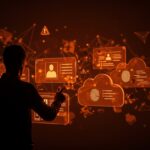 Imagen conceptual de fraude en reclutamiento afectando sistemas IAM en la nube con temas de seguridad cloud y detección de amenazas de identidad para startups de ciberseguridad.