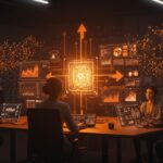 Equipo innovador trabajando con análisis de big data e inteligencia artificial empresarial tras la financiación Serie A de Fundamental.