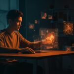 Fundador tech utilizando Gemini 3 Deep Think de Google para generar contenido visual SVG automatizado en startups tecnológicas.