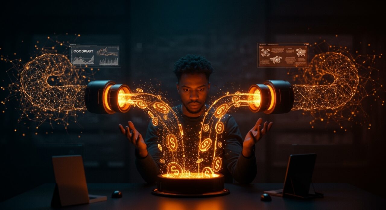 Comparación visual entre goodput y throughput en entrenamiento de IA, destacando eficiencia en modelos LLM para founders tech.