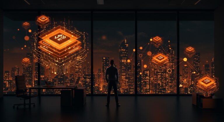 Representación visual de modelos de negocio de startups IA en riesgo según Google, con metáforas de IA y diferenciación tecnológica.