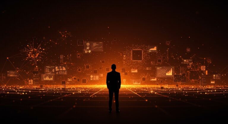 Representación editorial dramática de la advertencia de Google sobre la viabilidad limitada de startups de IA especialistas en LLM wrappers y agregadores.