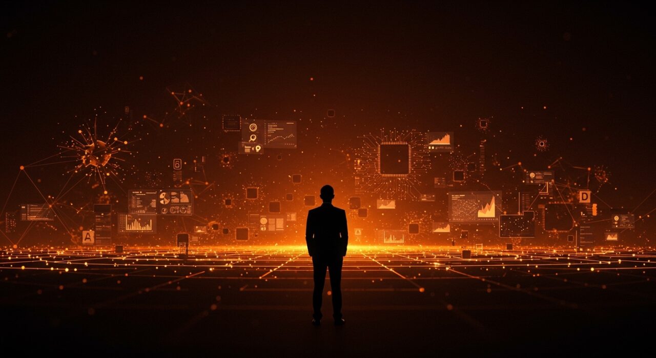 Representación editorial dramática de la advertencia de Google sobre la viabilidad limitada de startups de IA especialistas en LLM wrappers y agregadores.