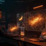 Interfaz futurista de Google Nano Banana 2 generando imágenes IA rápidamente para startups tecnológicas en la app Gemini.