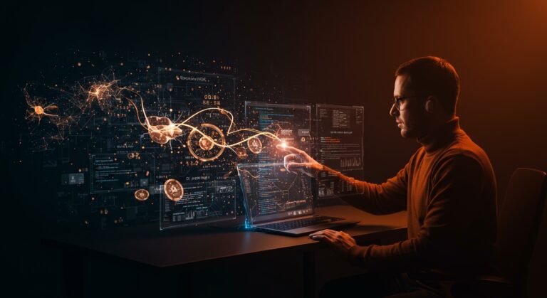 Innovadora inteligencia artificial GPT-5.3 Codex-Spark para codificación en tiempo real con colaboración OpenAI y Cerebras representada en escena futurista y de alta tecnología.