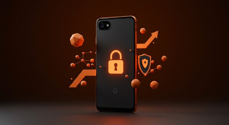 Smartphone Google Pixel con símbolo de seguridad destacando el sistema operativo GrapheneOS para privacidad y seguridad móvil en startups tecnológicas.