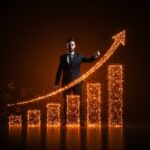 Fundador de startup de IA legal frente a gráficos digitales ascendentes representando financiación y crecimiento de Harvey AI a valuación de 11B con 190M ARR.