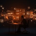 Editor en jefe reflexionando sobre la integración de inteligencia artificial en medios digitales, ilustrando retos y automatización con IA aplicada.