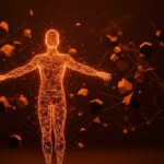 Ilustración de inteligencia artificial aumentativa integrándose con capacidades humanas en el futuro del trabajo y regulación de IA.