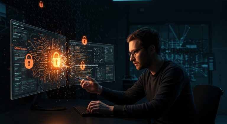 Detección de backdoors en binarios mediante IA y Ghidra, ilustrando software de auditoría avanzada para startups tecnológicas.