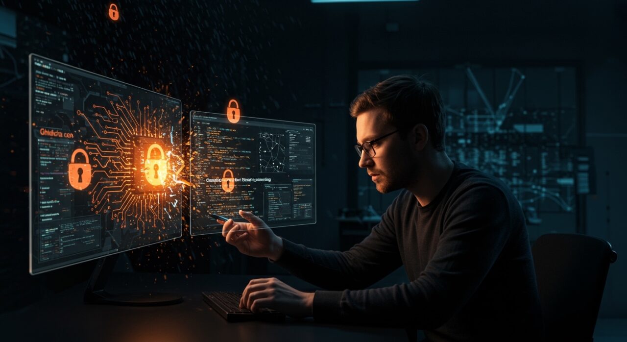 Detección de backdoors en binarios mediante IA y Ghidra, ilustrando software de auditoría avanzada para startups tecnológicas.