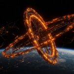 Centro de datos orbital de IA en órbita con metáforas visuales de costos tecnológicos y economía espacial en infraestructura de inteligencia artificial.