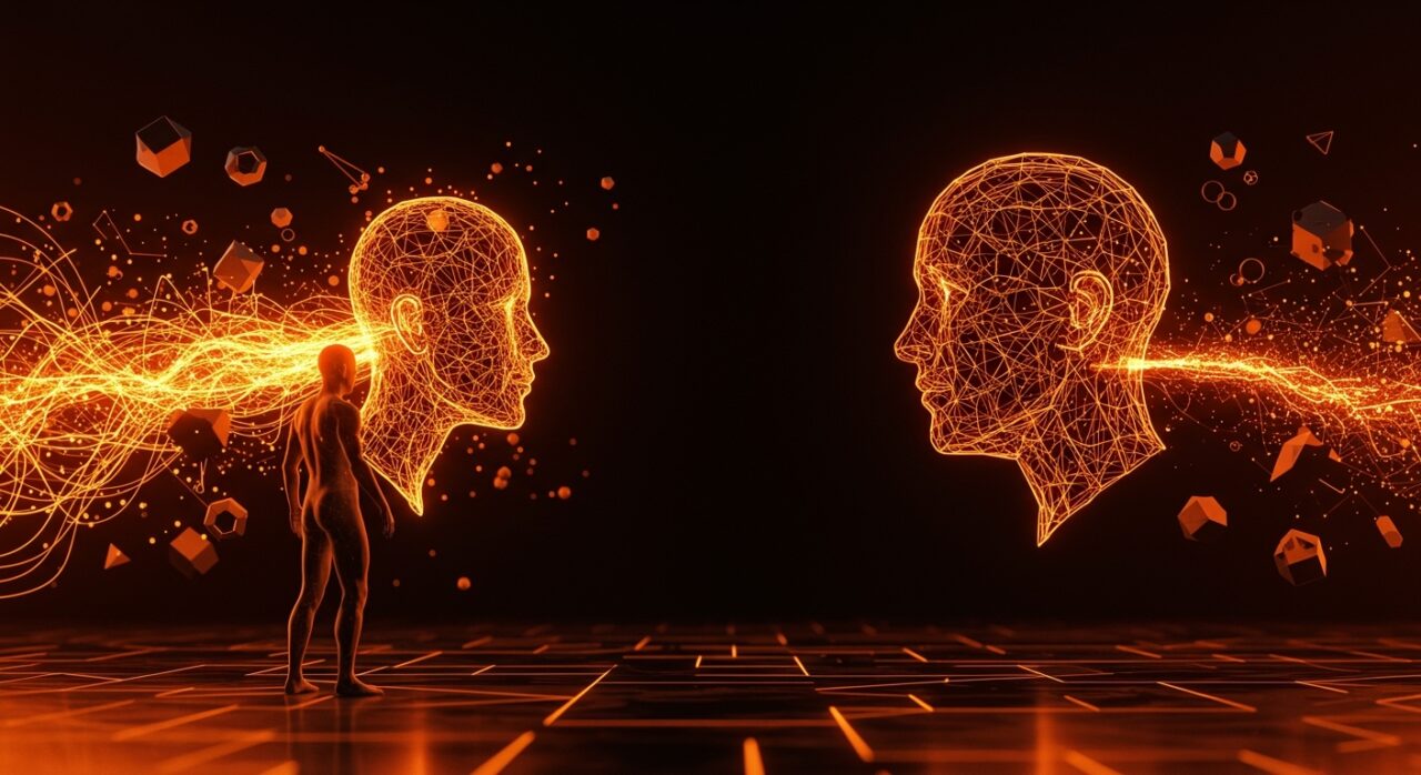 Comparativa visual entre modelado 3D humano y IA en e-commerce destacando limitaciones y colaboración.