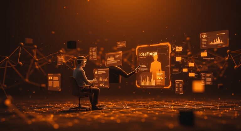 IA entrevistando founders para generar especificaciones técnicas automáticas con IdeaForge en product management.