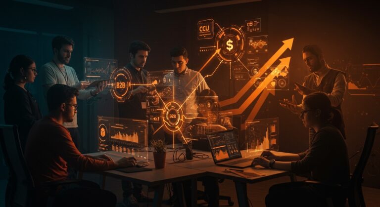 Convocatoria INNPACTA 2026 para startups B2B en Chile, mostrando colaboración e innovación digital en entorno tecnológico.