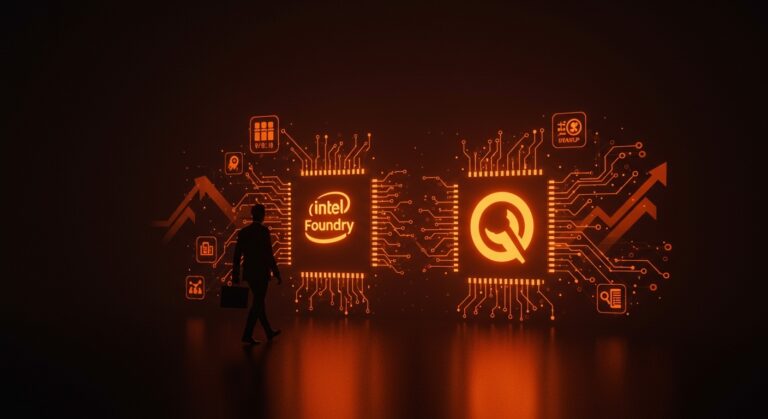 Transición de liderazgo en Intel Foundry hacia Qualcomm destacando la influencia en semiconductores, startups tecnológicas y alianzas estratégicas.