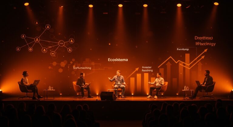 Programa de financiación para startups con sesiones de pitch en vivo y mentoría experta para preseed y seed, mostrando inversión y crecimiento.