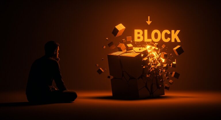 Jack Dorsey observando la reducción digital del bloque, simbolizando la reestructuración y eficiencia en startups tecnológicas.