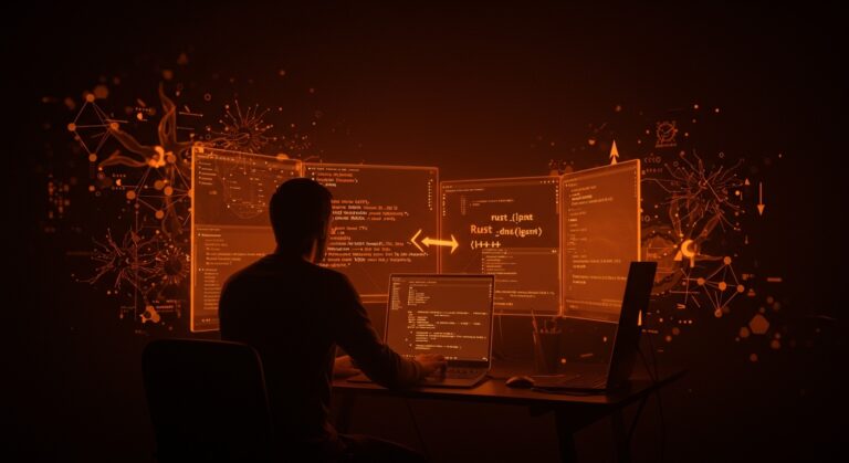 Migración segura de código de C++ a Rust asistida por IA en desarrollo de Ladybird Browser mostrando programación eficiente y memoria segura.