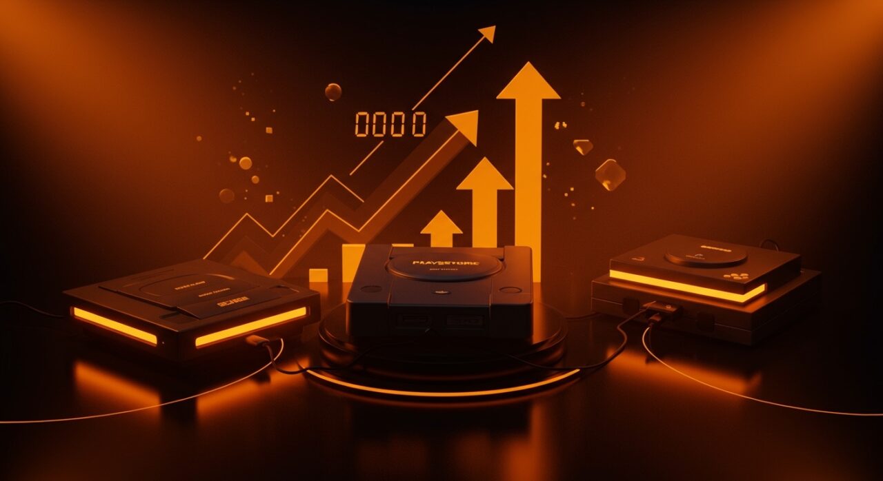 Lanzamiento de productos en la industria videojuegos ilustrado con consolas Sega Saturn, PlayStation y Nintendo 64 destacando estrategias de mercado y lecciones para founders tech.