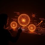 Dimensiones clave de inteligencia artificial según Google Cloud con metáforas visuales de modelos de IA, velocidad y extensibilidad para founders tech.