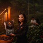 Retrato inspirador de Ngo Thi Kim Chi, CEO de Queen Coffee, representando liderazgo femenino y crecimiento sostenible en Vietnam.