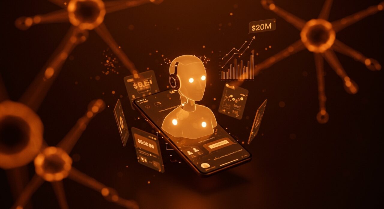 Asistente de IA integrado en aplicaciones de mensajería mostrando automatización y escalabilidad en startups tecnológicas con inversión significativa.