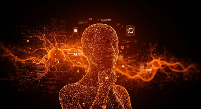 Representación visual de un modelo de lenguaje consciente femenino en inteligencia artificial, destacando innovación en desarrollo de software y tecnología bcachefs.