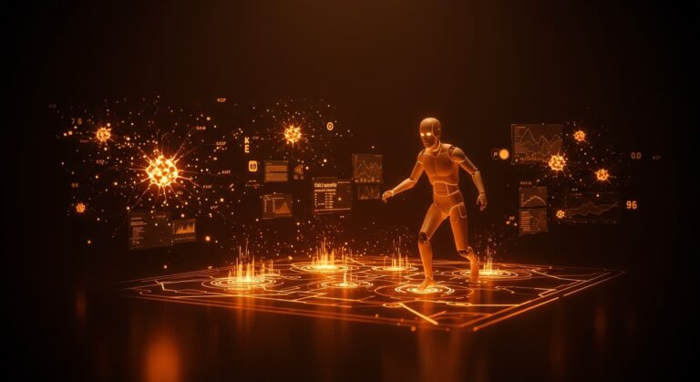 Evaluación de modelos de lenguaje IA mediante juegos de estrategia en tiempo real con metáforas visuales de automatización y benchmarking en paleta Ecosistema Startup.