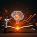 Doctor interactuando con IA médica holográfica que representa financiación healthtech y tendencias de innovación en startups.