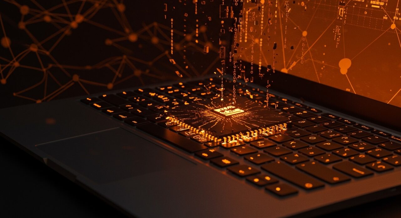 MacBook Pro con chip M2 mostrando fallos en pantalla, simbolizando problemas con la actualización macOS Tahoe 26.3 en startups tecnológicas.