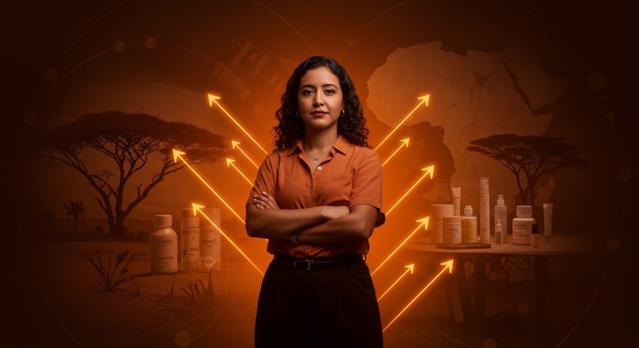 Mafalda Soto, emprendedora de impacto social en cosmética sostenible, simbolizando su recorrido desde África hasta fundar la startup Umoa.
