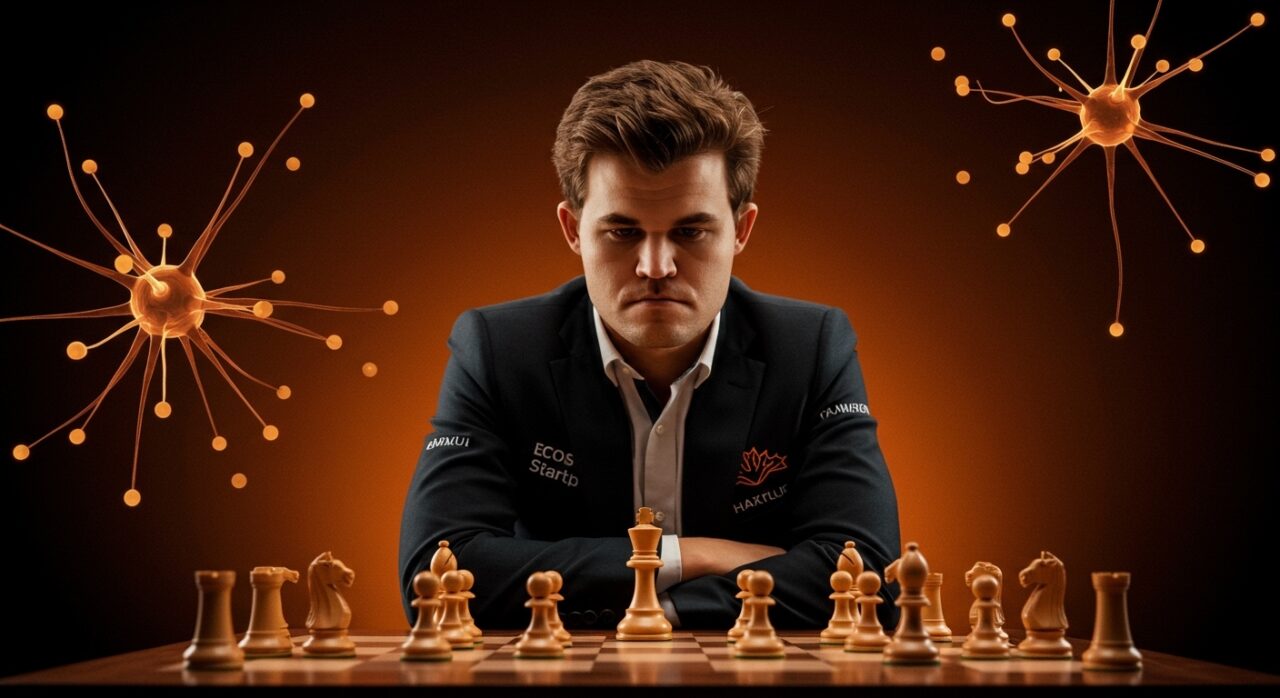 Magnus Carlsen ganando el Mundial de Ajedrez Freestyle 2026 con enfoque en estrategia, adaptabilidad e innovación tecnológica en ajedrez.